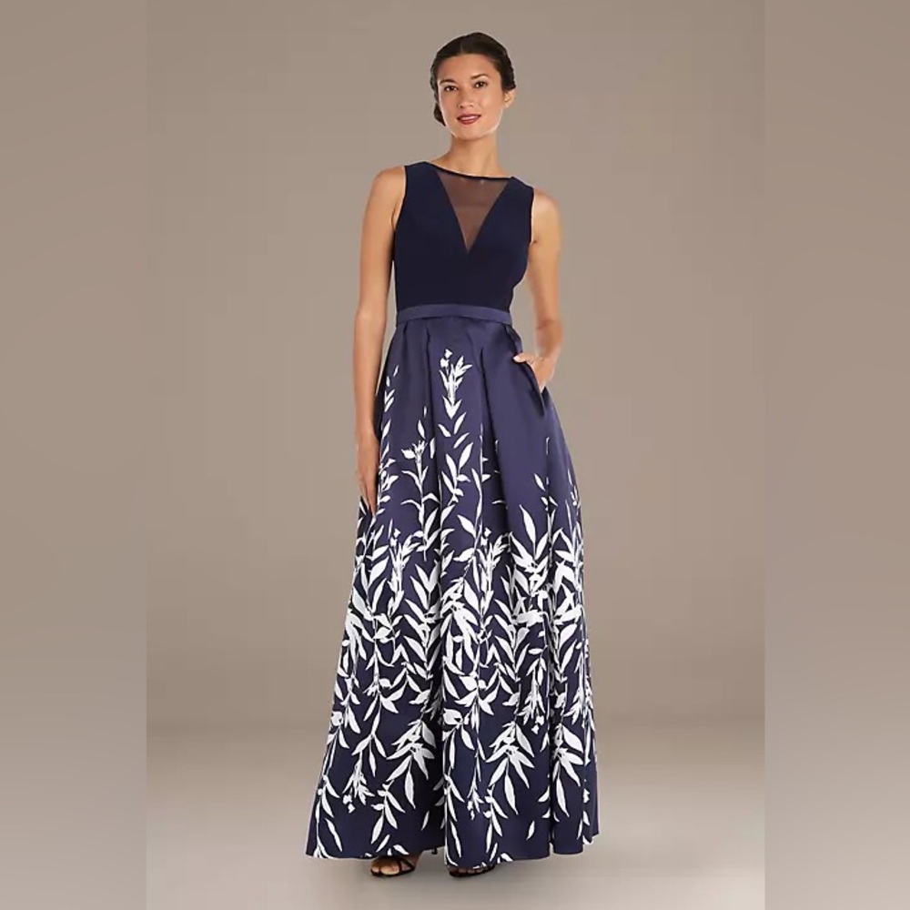RM RICHARDS
illusion bodice leaf motif  ball gown